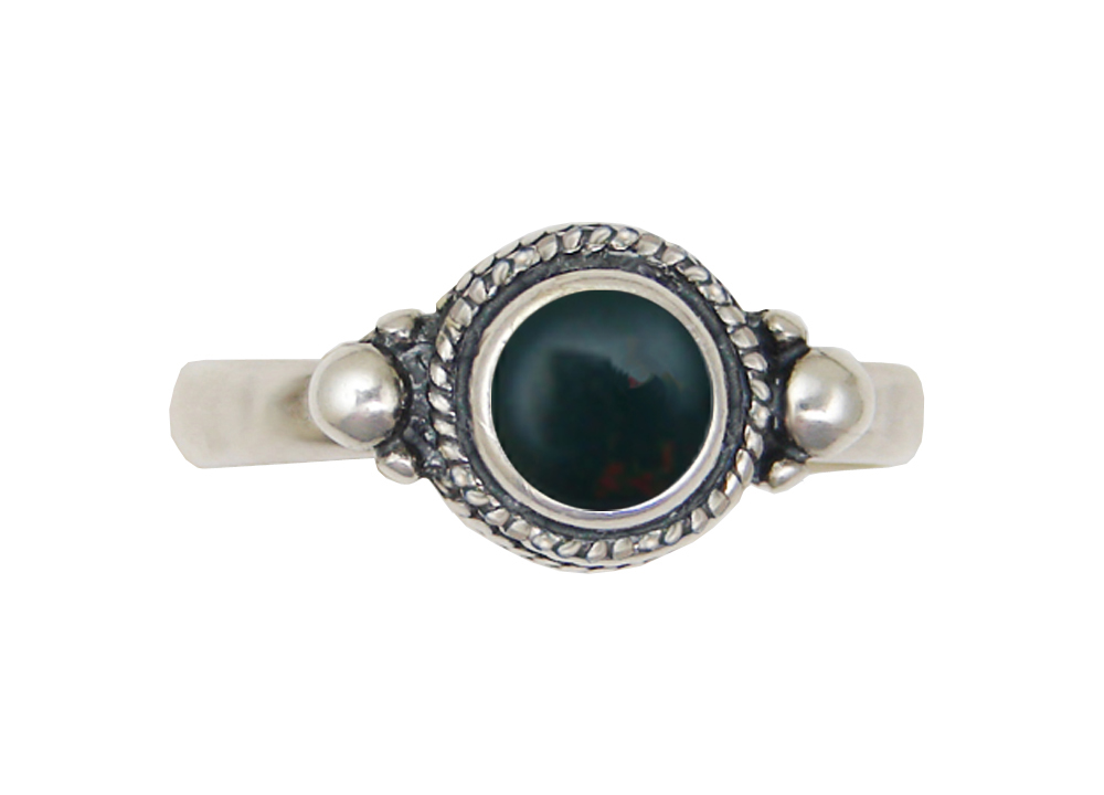 Sterling Silver Ring With Bloodstone Size 9